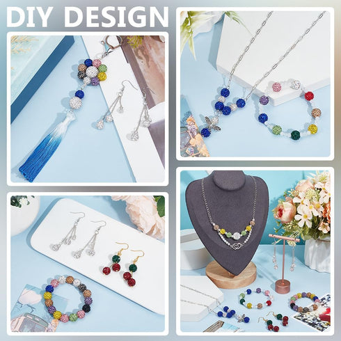 PandaHall 100pcs 10mm Purple Rhinestone Beads - Purple Clay, Polymer Crystal, Disco Ball Round Diamond Clay Beads for Necklace, Bracelet, Jewelry ...