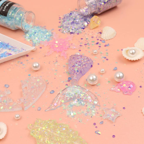 Glow in The Dark Glitter, 12 Colors Chunky Glitter for Tumblers, High Luminous Holographic Glitter for Resin Crafts Epoxy Slime, Cosmetic Grade Na...