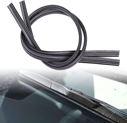 4-Piece Bracketless Wiper Rubber Filler Strip, 26 Inch Size Adjustable Wiper Substitution Rubber, Suitable for Front, Rear Windshield, Doors, Wind...