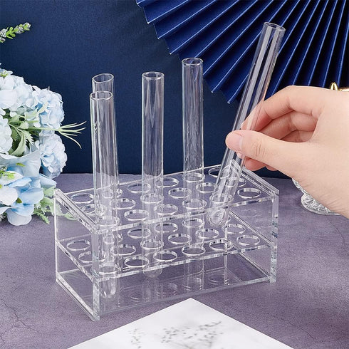 OLYCRAFT 18 Sockets Acrylic Clear Test Tube Rack Transparent Acrylic Test Holder Rack Centrifuge Tube Holder Labortory Display Stands Lab Supplies...