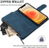 RANYOK Wallet Case Compatible iPhone 12 Pro Max (6.7 inch), Premium PU Leather Zipper Flip RFID Blocking Wallet with Wrist Strap Magnetic Closure ...