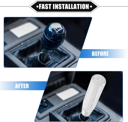 Gear Shift Knob Stick, 20cm Faux Crystal Transparent Bubble Gear Shifter Universal for Manual Transmission Vehicle Durable Acrylic Clear with Adap...
