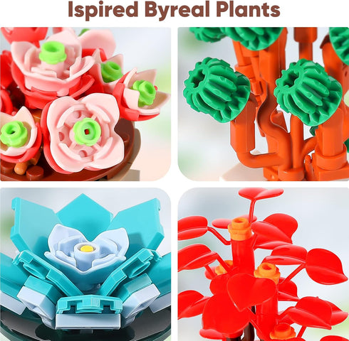 Mini Succulents Surprise Box Toys DIY Simulation Mini Particle Flower Botanical Collection Construction Building Blocks Toy Sets Random Gifts for ...