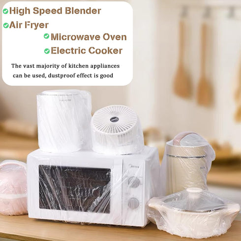 60PCS Clear Kitchen Appliance Covers - Dust Cover Thickened Disposable Blender covers with Elastic for Small Appliance, Oven, Pressure Cooker, Toa...