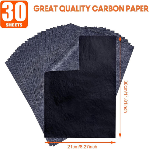 Carbon Paper for Tracing Graphite Transfer-Paper - PSLER 30 Pcs Black Graphite Paper for Tracing Drawing Patterns on Wood Projects Canvas Fabric A...
