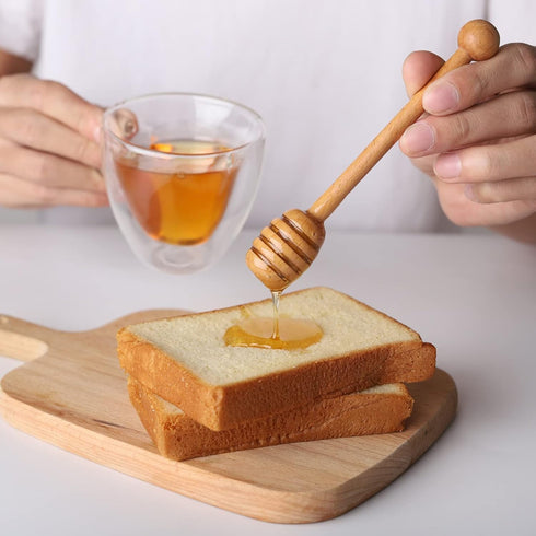 2pcs 6inch Honey Dipper Stick,2pcs 7.87inch Long Handle Coffee Stirring Spoons,Beech Wooden Honey Jar Spoons Stirrer,Dessert Iced Tea Cocktail Mix...