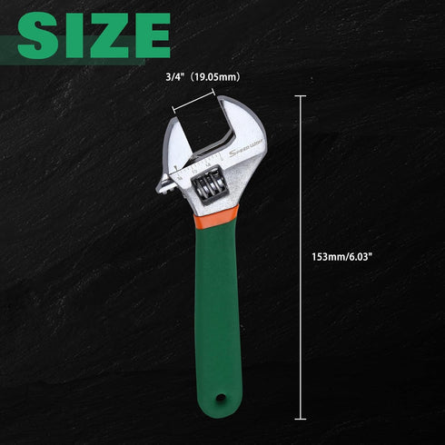 SPEEDWOX 6 Inch Adjustable Wrench Short Handle Adjustable Wrench Adjustable Black Oxide Wrench Wide Jaw Black Oxide Wrench with Laser-Etched Sae S...
