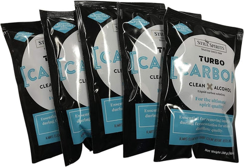 Still Spirits Turbo Carbon (Pack of 5) - Spirit Enhancer - Unflavored - Powder - Adult - 23L - Artisanal - Allergen Free - Plant Based...