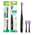 GUM Sonic Powered Toothbrush, Tapered Bristles Clean Below The Gumline, Bundle, Black, 1 Handle(1ct) + 2 Refills(2ct. 1pk)...