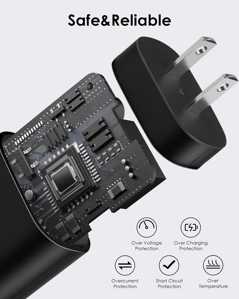 2 Pack USB C Charger, 25W Type C Fast Charging with USB-C Charger Cable 6FT Android Phone Charge for Galaxy S24 Ultra/S23+/S22/S21/S20/Phone 16 15...