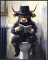 Posterizer 1 pcs-funny cute highland cow reading on toilet 2-Bathroom Restroom Art-Art for Animal Lovers-Decor for Home & Office- unframed wall ar...