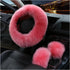 3PCS Wool Steering Wheel Cover with Fuzzy Handbrake Cover & Gear Shift Cover, Universal 15 Inch Steering Wheel Fluffy Soft Protector, Comforting W...
