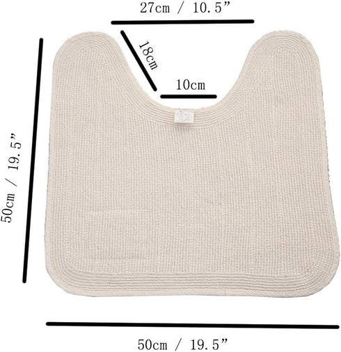 USIX Hand Tufted Cotton Towel-Like Hotel Spa Tub Shower Bath Floor Mat Washable Bath Mats Soft Absorbent Cotton Rug/Non-Rubber Back (Grey,U Shape ...