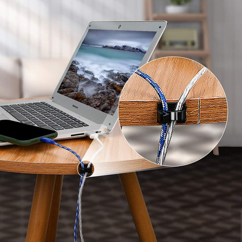 SOULWIT 50 Pcs Self Adhesive Cable Management Clips, Cable Organizers Sticky Wire Clips Cord Holder for TV PC Laptop Ethernet Cable Desktop Home O...