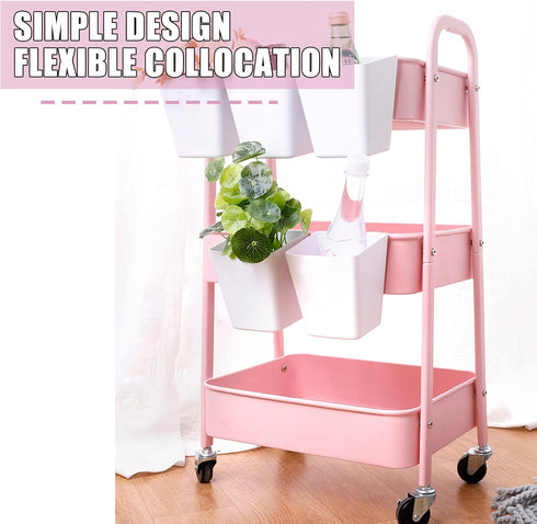 6 Pack Hanging Cup Holder Rolling Cart Organizer Accessories Trolley Basket Storage Hanging Bucket Hanging Container for Kids...