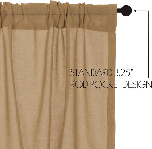 VHC Brands Primitive Farmhouse Kitchen Window Curtains-Tobacco Cloth Fringed Tier Pair, Set 24x36, Khaki Tan...