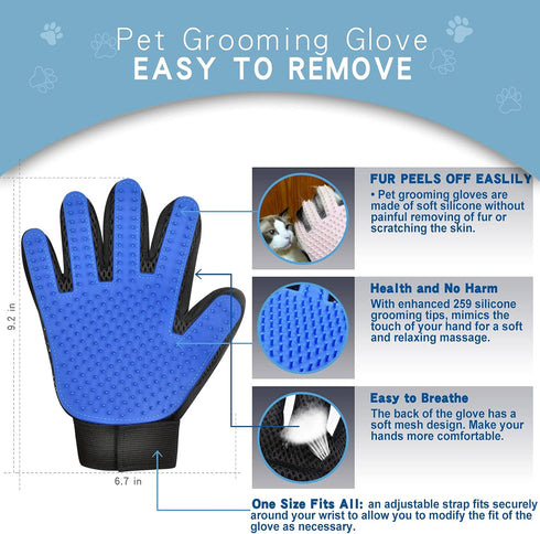 Pet Grooming Brush Double-Sided Undercoat Rake for Dogs & Cats - Shedding and Dematting Comb for Dogs &Gentle Deshedding Brush Glove Grooming kit ...