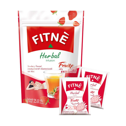FITNE Strawberry Herbal Detox Tea Fruity Myrobalan Rhubard Senna Infusion Cleansing High Antioxidant No Calories Stevia Sweetener, 12 Tea Bags...