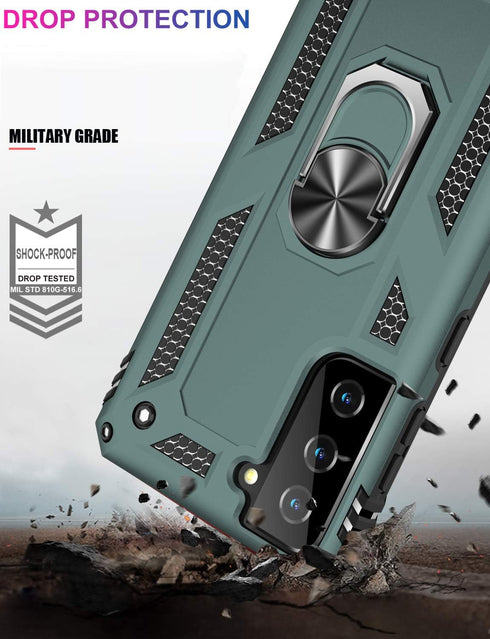 IKAZZ for Galaxy S21 Plus Case,Military Grade Shockproof Heavy Duty Protective Phone Cover Pass 16ft Drop Test with Magnetic Kickstand Car Mount H...