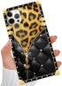 DAIZAG Case Compatible with for iPhone 15 Pro Max Case Black Butterfly Zipper Leopard Phone Case Golden Square Shockproof Phone Case Gift for Wome...