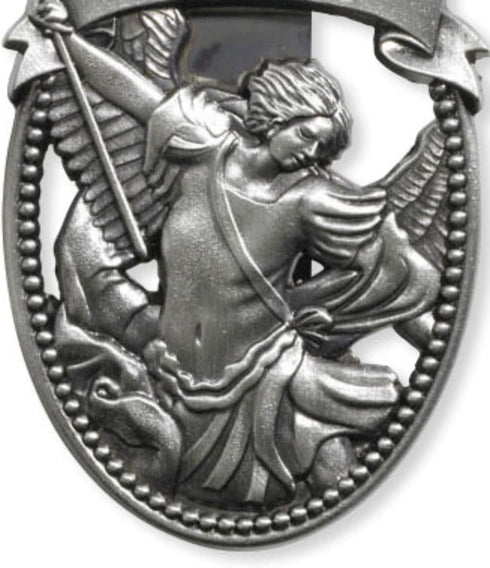 Silver Tone Zinc Alloy Archangel St Michael Protect Us Visor Clip, 2 1/4 Inch...