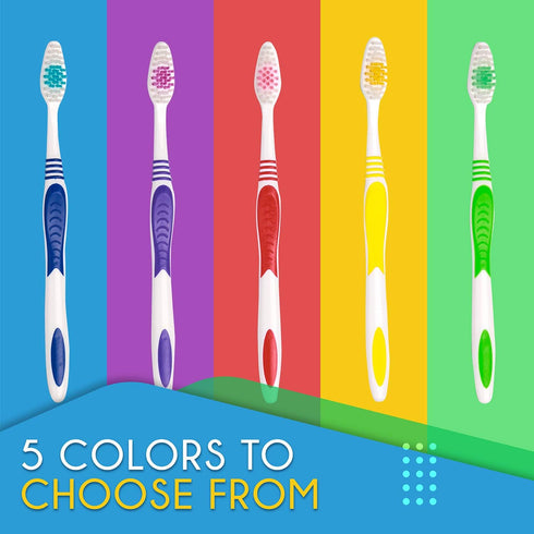 Bulk Toothbrushes 25 Pack | Individually Wrapped Travel Toothbrush Set for Adults & Kids | Made with a Medium-Soft Large Brush Head | BPA-Free & D...