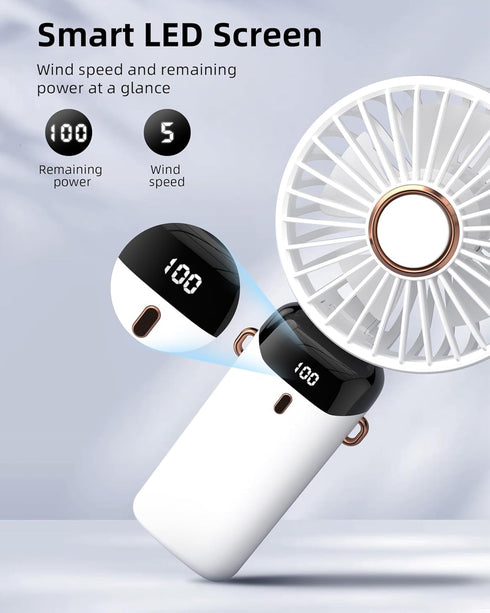 Koonie Portable Handheld Fan, Battery Operated Fan with Base, 8 Hours, Digital Display, 5 Speeds, 90° Ajustable, Rechargeable Mini Fan for Outdoor...