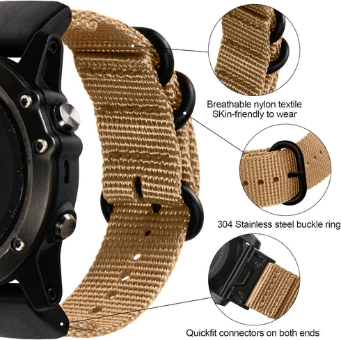 Watch Band Compatible With Garmin Fenix tactix 5X 6X 7X 7 Pro/5x Plus 6x Pro/Fenix 3 3hr/Descent Mk2i Mk2 Mk1/D2 Delta Px/Tactix Delta/Enduro 26mm...