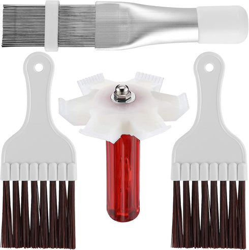 4 Pieces Air Conditioner Condenser Fin Cleaning Brush Coil Condenser Fin Straightener Comb Stainless Steel Air Refrigerator Fin Cleaner Whisk Brus...