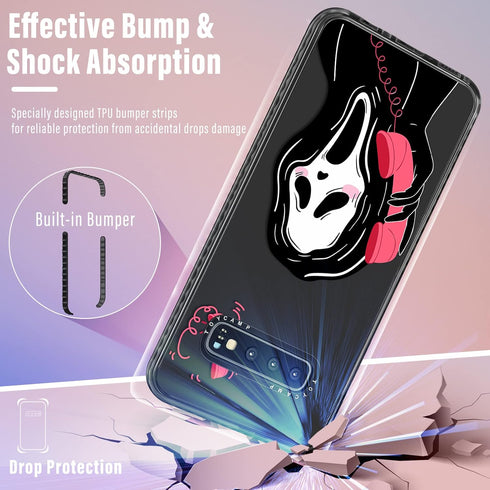 Toycamp for Samsung Galaxy S10 Plus Case, Cute Funny Skull Skeleton Design for Women Girls Boys Teens for Galaxy S10 Plus Cases, Cute Cartoon Blac...