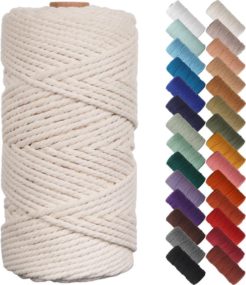 NOANTA Natural Macrame Cord 3mm x 109Yards, Beige Macrame Rope, Cotton Cord for Wall Hanging, Plant Hangers, Christmas Crafts, Knitting......