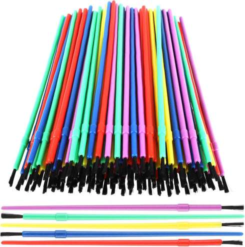 Prasacco 100 Pieces Paint Brushes Bulk, Plastic Paint Brushes for Kids Paint Brushes Oil Watercolor Brushes Colorful Detail Painting Kit for Kids ...