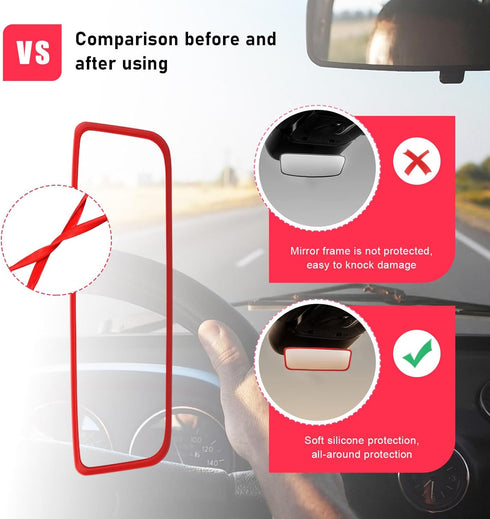 Car Rear View Mirror Protector Frame, Silicone Auto Rearview Mirror Protection Cover Compatible with Model 3/ Y, Interior Rear View Decoration Tri...