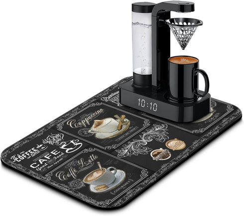 Fun Coffee Mat 19inx12in,Coffee Bar Mat for Countertops,Absorbent Hide Stain Anti-Slip Coffee Bar Accessories Fit Under Coffee Machine Mat,dish Dr...