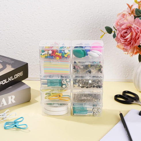 Small Plastic Storage Box, 14 Pieces Plastic Storage Cases Bead Organizers Boxes with Lid Mini Rectangles Boxes Craft Supply Case Bead Containers ...