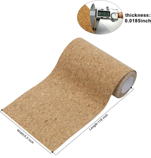 Self Adhesive Backed Cork Roll, Natural Cork Drawer Shelf Liner for Crafters, Corkboard Paper Sheets for Furnitures and DIY Projects (Coarse Patte...