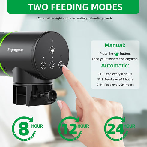 FREESEA Automatic Fish Feeder for Aquarium: Auto Fish Food Dispenser with Timer for Small Tank Betta Turtle - Battery Vacation Self Feeding for Fl...