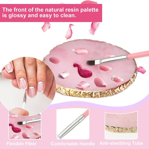 Nail Art Tool Set 15 PCS Nail Art Brushes Resin Nail Art Painting Palette Detail Brush Nail Dotting Pen for Makeup Beauty Nail Art Hand-Painted To...