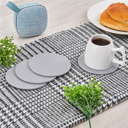 Coasters for Drinks, Thipoten Leather Coasters with Holder, Protect Furniture from Damage(6PCS, Grey)...