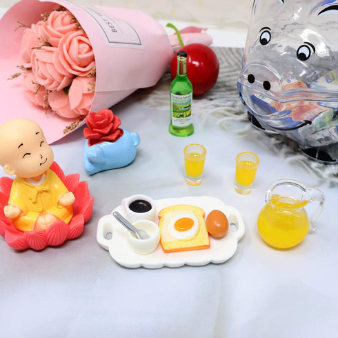 Honbay 9PCS Plastic Mini Fake Food Model Miniature Breakfast Set Mini Kitchen Accessories for Mini House Outdoor Garden Party Celebration (8 Style...