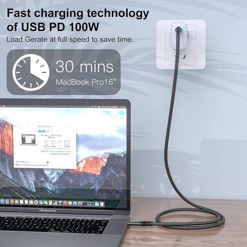 USB C to USB C Cable 10ft, Long USB C 3.2 Gen 2x2 Cable, USB C Monitor Cable 4K, 20Gbps Data Transfer 100W Fast Charging, Compatible with Oculus Q...