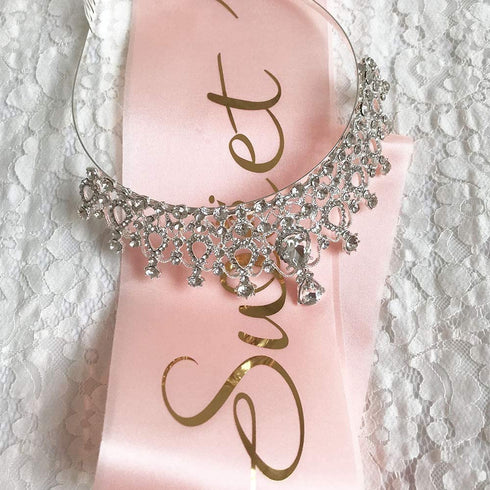 Ergonflow 16th Birthday Sash and Tiara Kit, Sweet Sixteen Birthday Gifts for Girls Party Supplies Favors Decorations (Pink)...