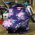 Carseat Cover Girls, Multiuse - Nursing Breastfeeding Covers, Purple Flower Theme, Car seat Canopy, Stretchy Soft Breathable...