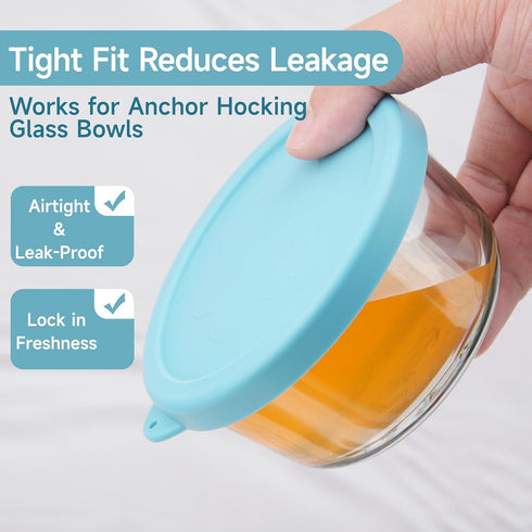 1 Cup Silicone Replacement Lids Storage Cover for Anchor Hocking Glass Bowls (Container not Included) 4 Pack Microwave, Dishwasher and Freezer Saf...