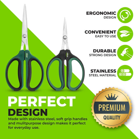 Hydroponic 2-Pack Bonsai Scissors and Plant Trimming Shears Set - Stainless Steel Pruning Shears for Indoor Gardening, Succulent Harvest, and Prec...