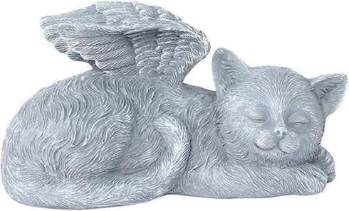 Cherish Your Feline Companion's Memory with The Angel Memorial Statue - Outdoor Garden Resin Sleeping Statue with Wings-Resin and Stone Memorial G...