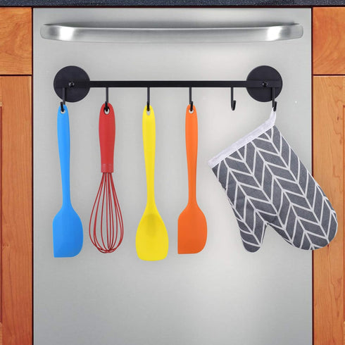 6 Hooks Magnetic Utensil Holder Untensil Rack Tool Hanger Organizer for Refrigerator, Metal Cabinet, Metal Stove, Grill, BBQ...