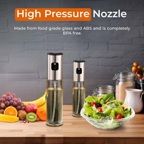 VIGOR PATH Oil Sprayer Mister - 100ml Stainless Steel Cooking Oil Sprayer Bottle for Air Fryer, BBQ, Salad, Baking, and Roasting - Refillable Oil,...