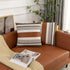 Pack of 2 Farmhouse Decorative Throw Pillow Covers 18x18 Modern Faux Leather Accent Cushion Cover,Rustic Stripe Pillowcase for Living Room Sofa Be...