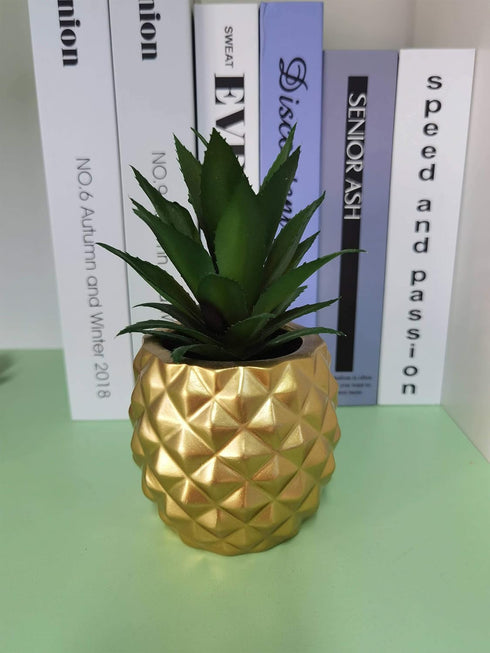 Artificial Succulent Potted Pineapple Decor - Fake Pineapple Home Office Kitchen Table Decoration (Gold)...